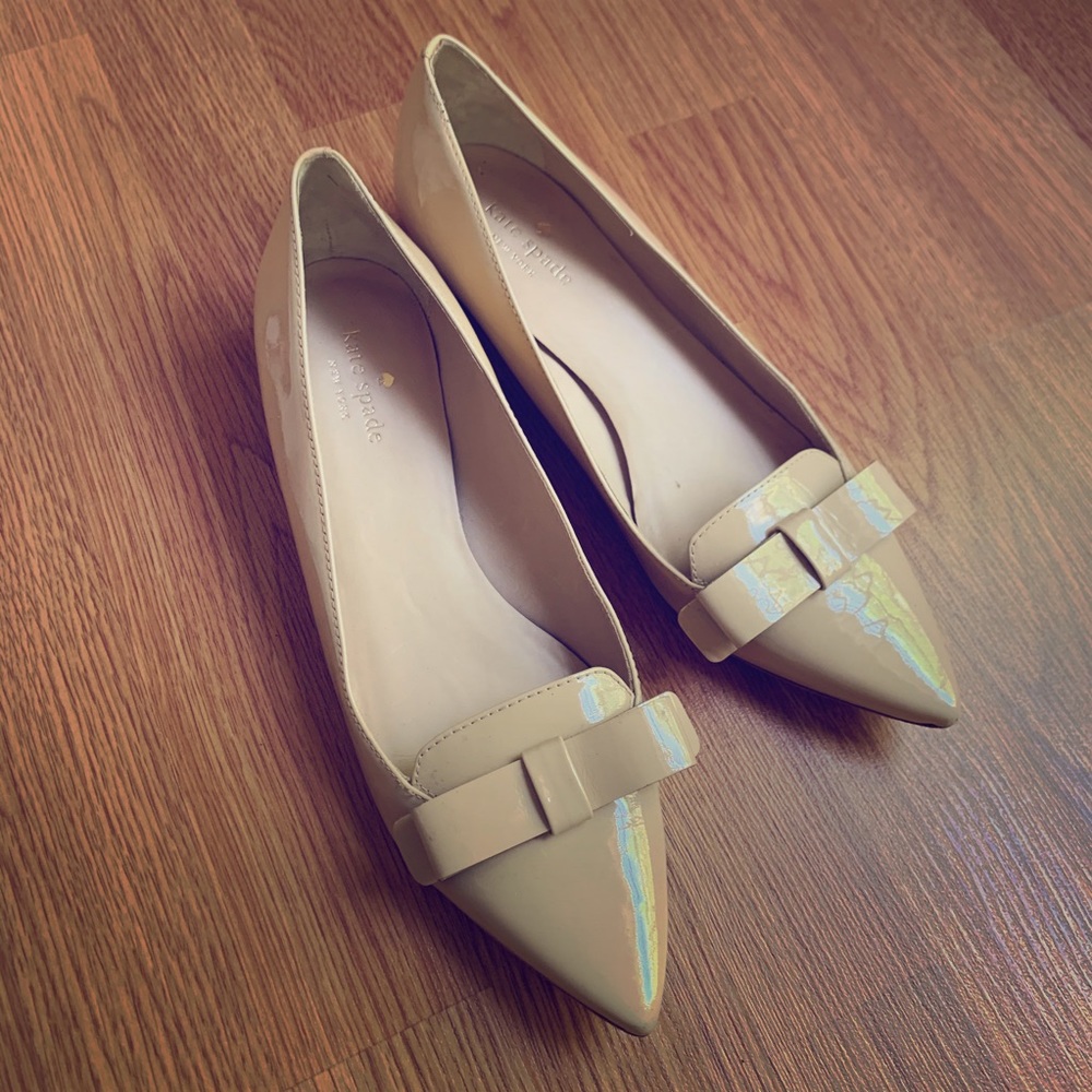 Kate spade nude pumps bow low heels size 9M